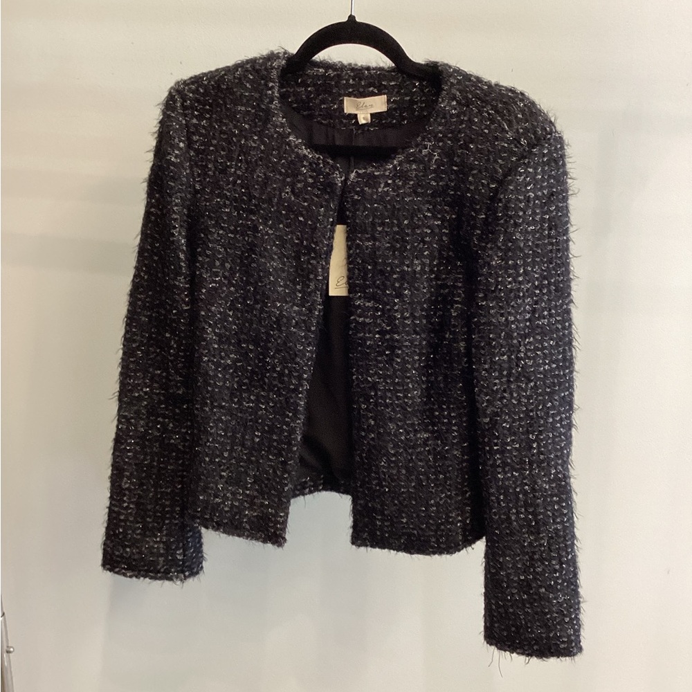 Black and Silver Tweed Structured Jacket